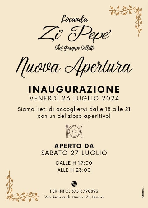 La Locanda Zi Pepè aprirà il 26 luglio con aperitivo di benvenuto e prelibatezze dello chef delle star, Giuseppe Colletti