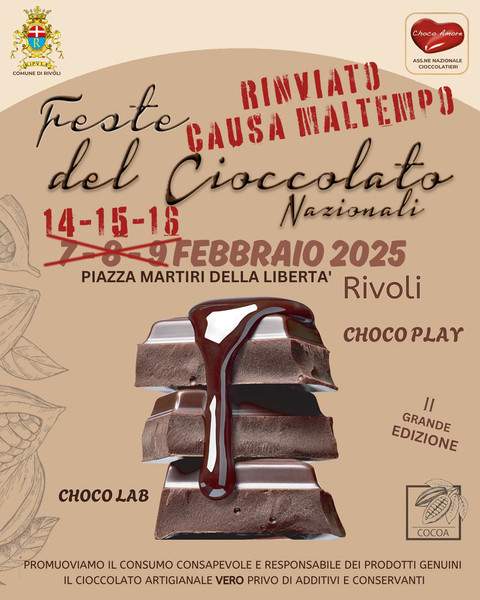 Rivoli (TO): il maltempo fa slittare a metà febbraio la Festa del Cioccolato